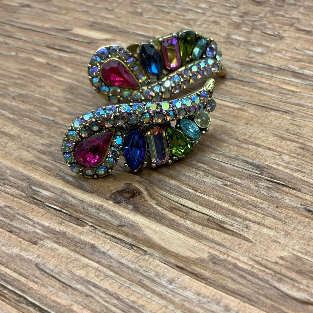 Hollycraft Vintage Elegant Multicolor Crystal Clip Earrings